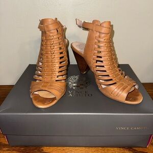 Vince Camuto Effel Tan Camel Strappy Heeled Sandals 8.5